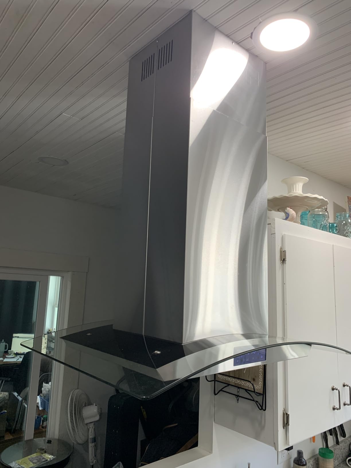 JOEAONZ Island Range Hood 30 Inch 700 CFM Gesture & Touch Control Ceiling Mount Stainless Steel Kitchen Vent Hood, Kitchen Exhaust Hood, Ducted/Ductless Convertible 3-speed Ventilation Fan Switchable customer photo 2