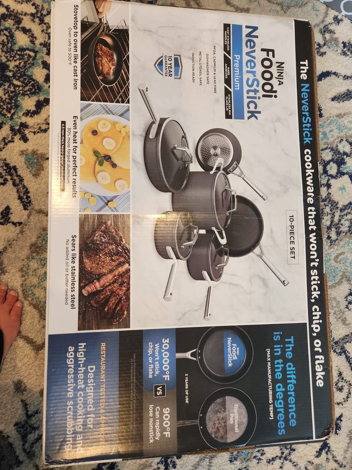 Ninja NeverStick Professional Hard-Anodized 10 Piece Pots & Pans Set, Nonstick Cookware Set, Durable, Oven Safe to 500°F, Slate Grey, C39500 customer photo 2