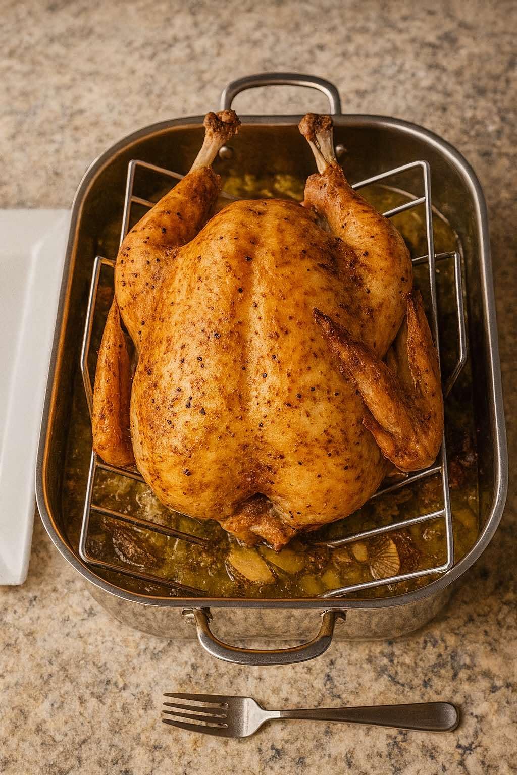 Amazon Basics Stainless Steel Rectangular Roasting Pan with Rack, Turkey Roaster, Dishwasher Safe customer photo 1