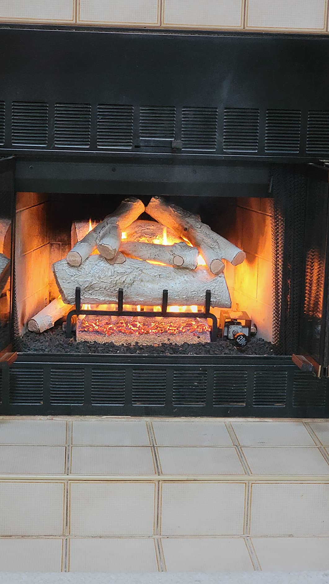Birch Gas Fireplace Logs Vented Ceramic Realistic 24-Inch Log Set for Indoor Heating and Decor (Propane-Compatible) customer photo 1