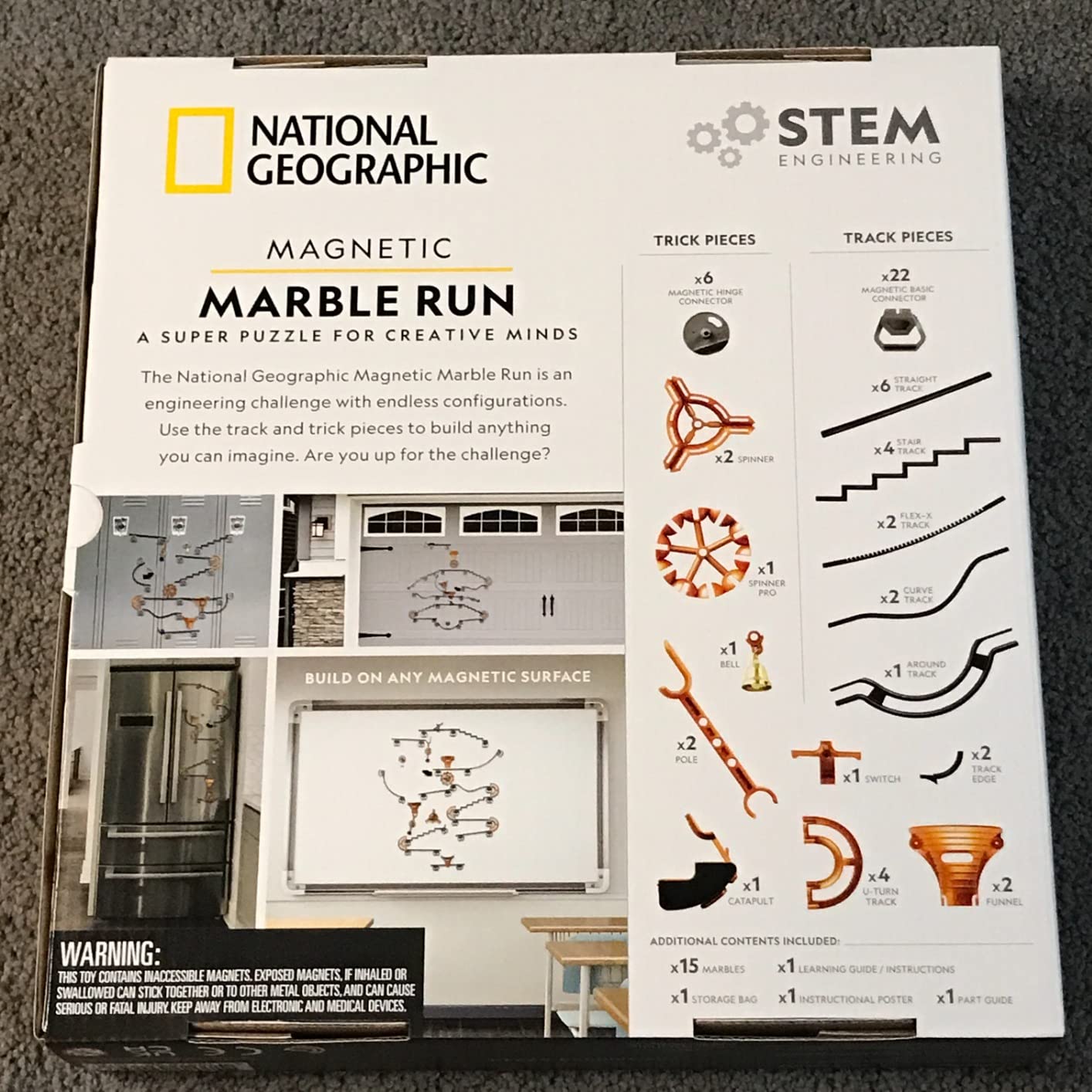 National Geographic Magnetic Marble Run STEM Building Set for Kids | Magnetic Track and Trick Pieces, Marble Maze, Engineering Toy customer photo 1