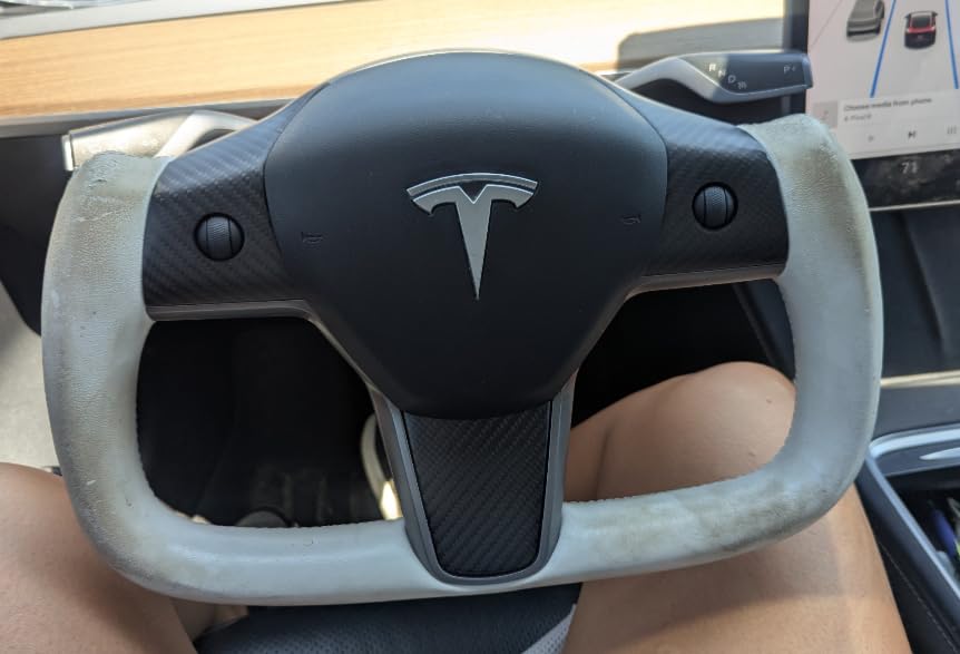 ZIMABLUE Yoke Steering Wheel for Tesla Model 3 2017-2023, Model Y 2019-2024 Real Carbon Fiber Steering Wheel with Heating Function Compatible with Tesla Model 3 Y customer photo 1