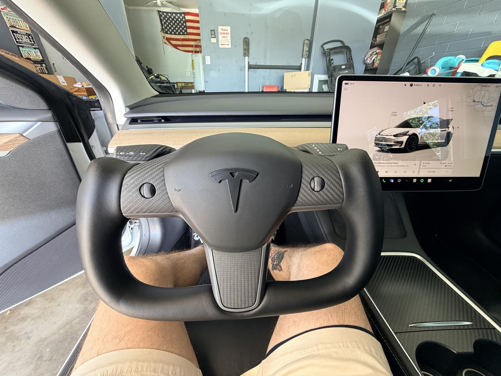 ZIMABLUE Yoke Steering Wheel for Tesla Model 3 2017-2023, Model Y 2019-2024 Real Carbon Fiber Steering Wheel with Heating Function Compatible with Tesla Model 3 Y customer photo 2