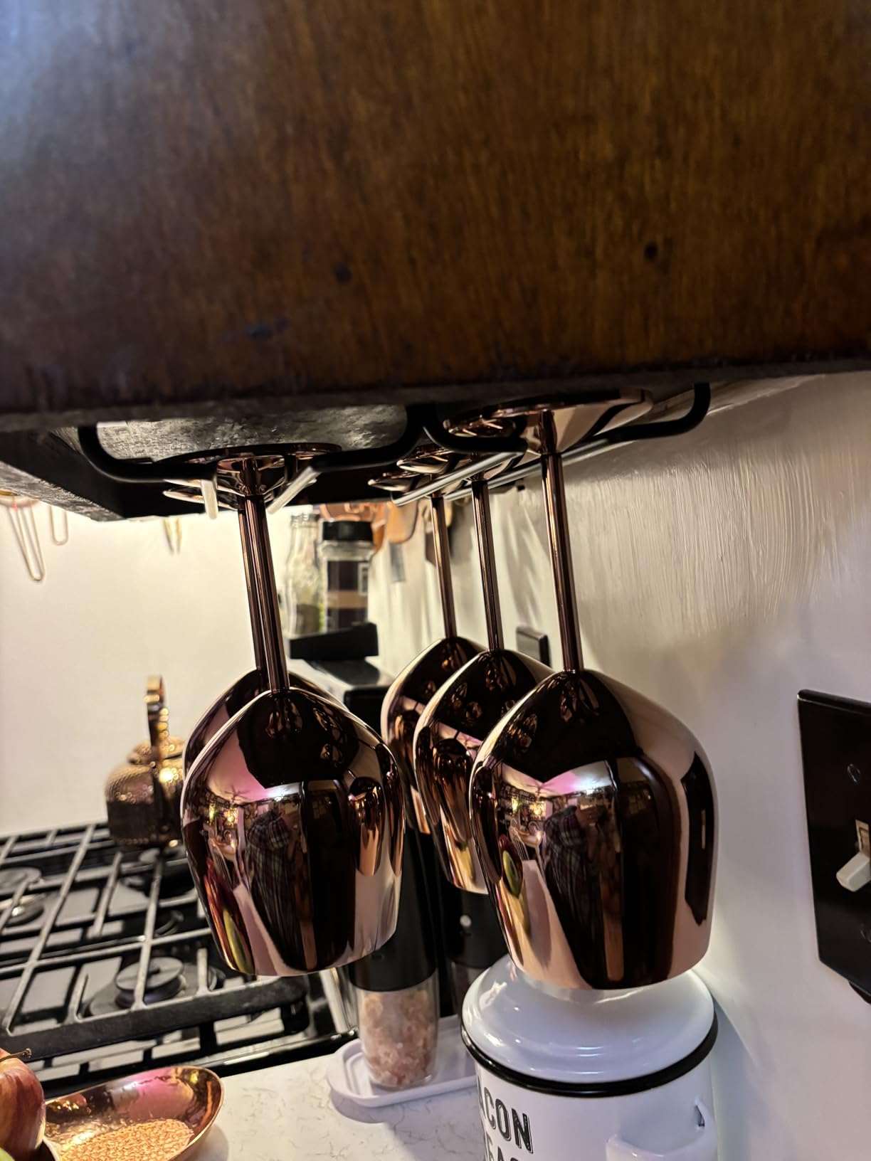 GeLive 10 Inch Under Cabinet Wine Glass Rack Stemware Holder Glass Storage Hanger Organizer for Kitchen and Bar Set of 2 (Black) customer photo 1