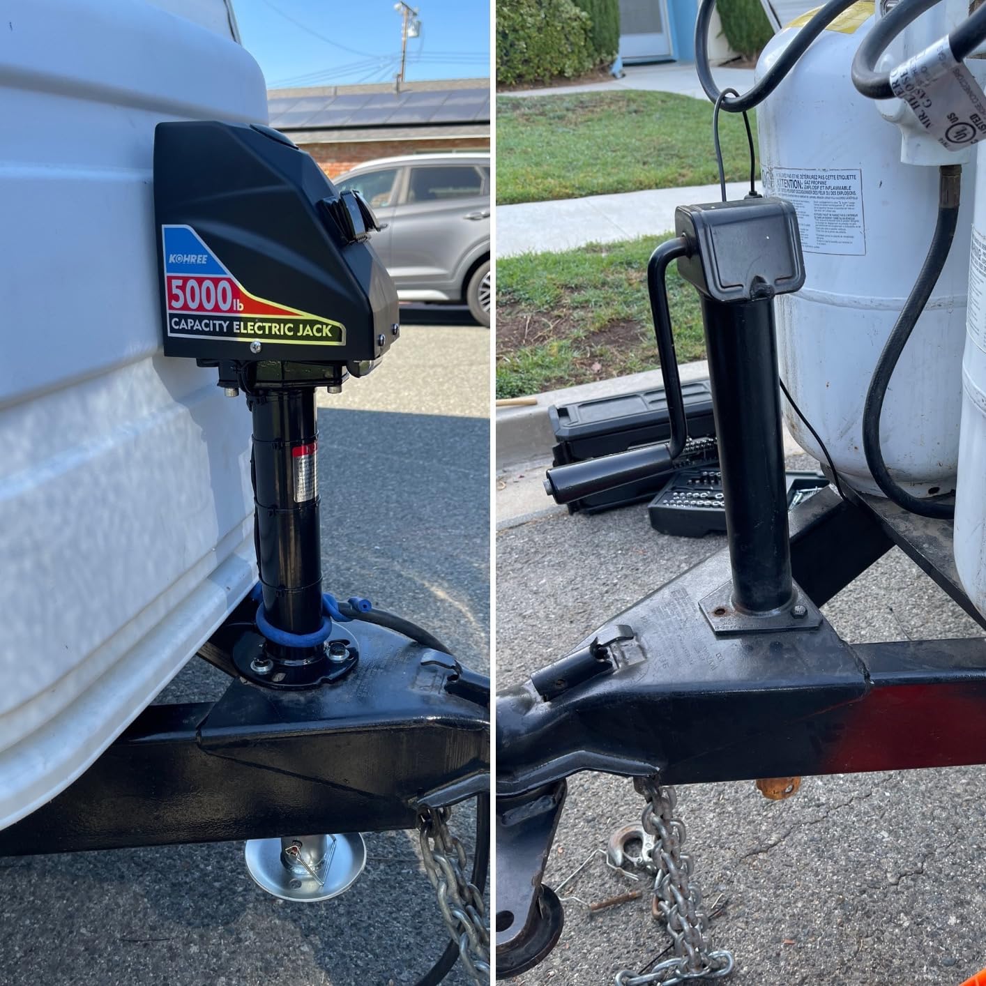 Kohree Electric Trailer Jack 5000lbs with Wiring, Heavy Duty A-Frame | Power Tongue Jack, Waterproof Cover & LED Light for Travel Trailers, Camper, RV, 12V DC, 9.8