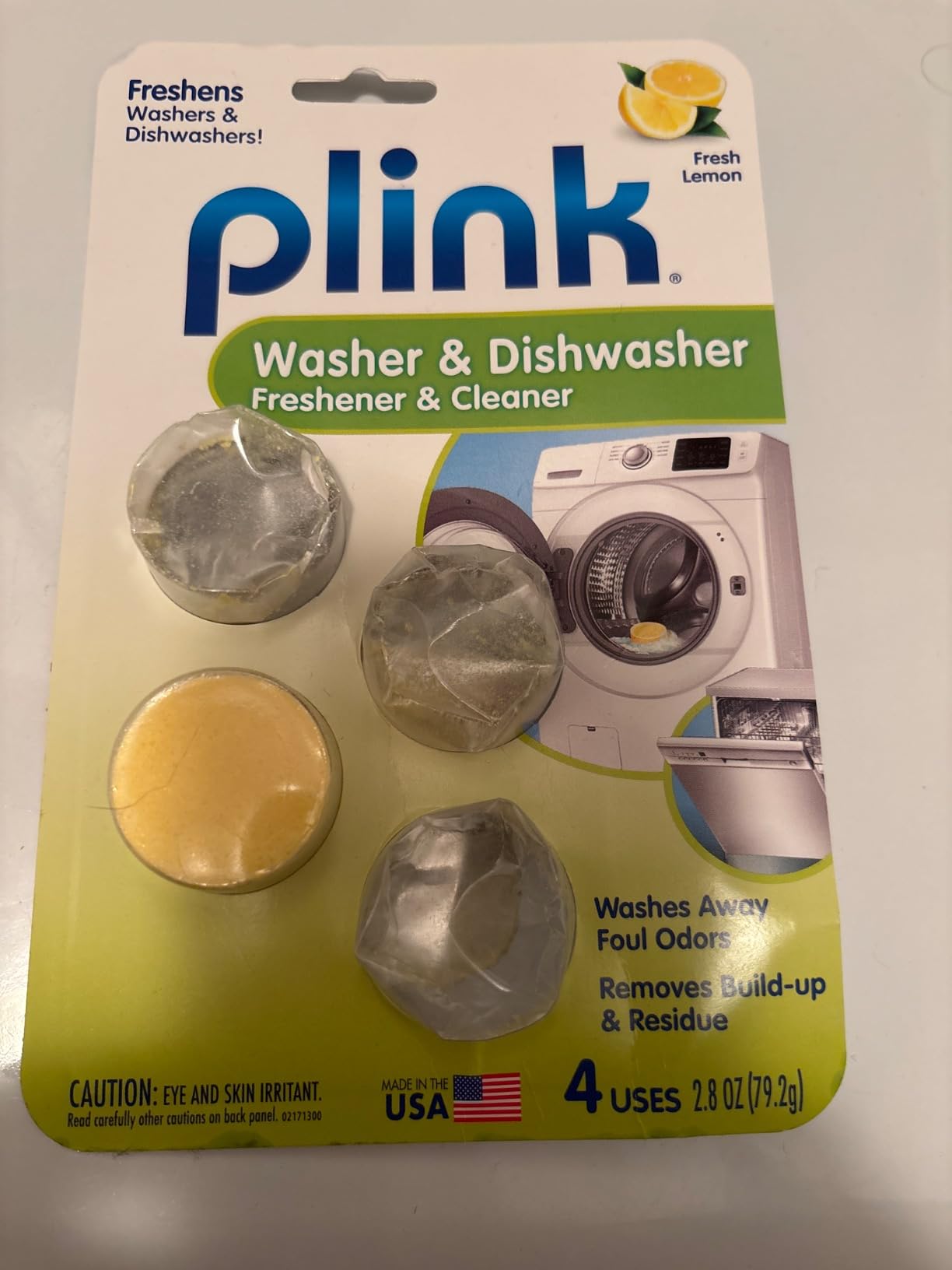 Plink Washer & Dishwasher Cleaner Tablets, Lemon Deodorizer, 12 Count | Cleans and Freshens Washers and Dishwashers; Helps Prevent Gunk, Grime, Soap Scum, Residue and Odors, Made in USA customer photo 1