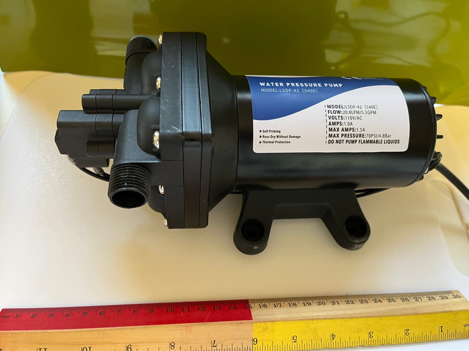 Tdrsuper Water Pressure Booster Pump, 110V AC Water Diaphragm Pump, 5.5GPM 75PSI with Power Plug, Self Priming RV Water Pump for Home Kitchen Bathroom RV Marine Yacht Garden Hose Black customer photo 1