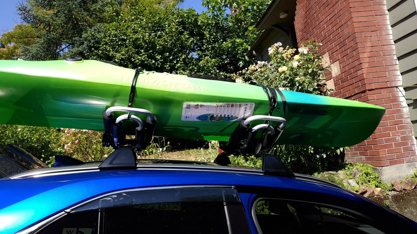 IKURAM R Aluminum Folding J-Style Kayak Roof Rack, Universal 4-in-1 Carrier | Equipped with kayak roller and car door step, securely mounts kayak, canoe, surfboard onto crossbars of SUV, car and truck customer photo 2