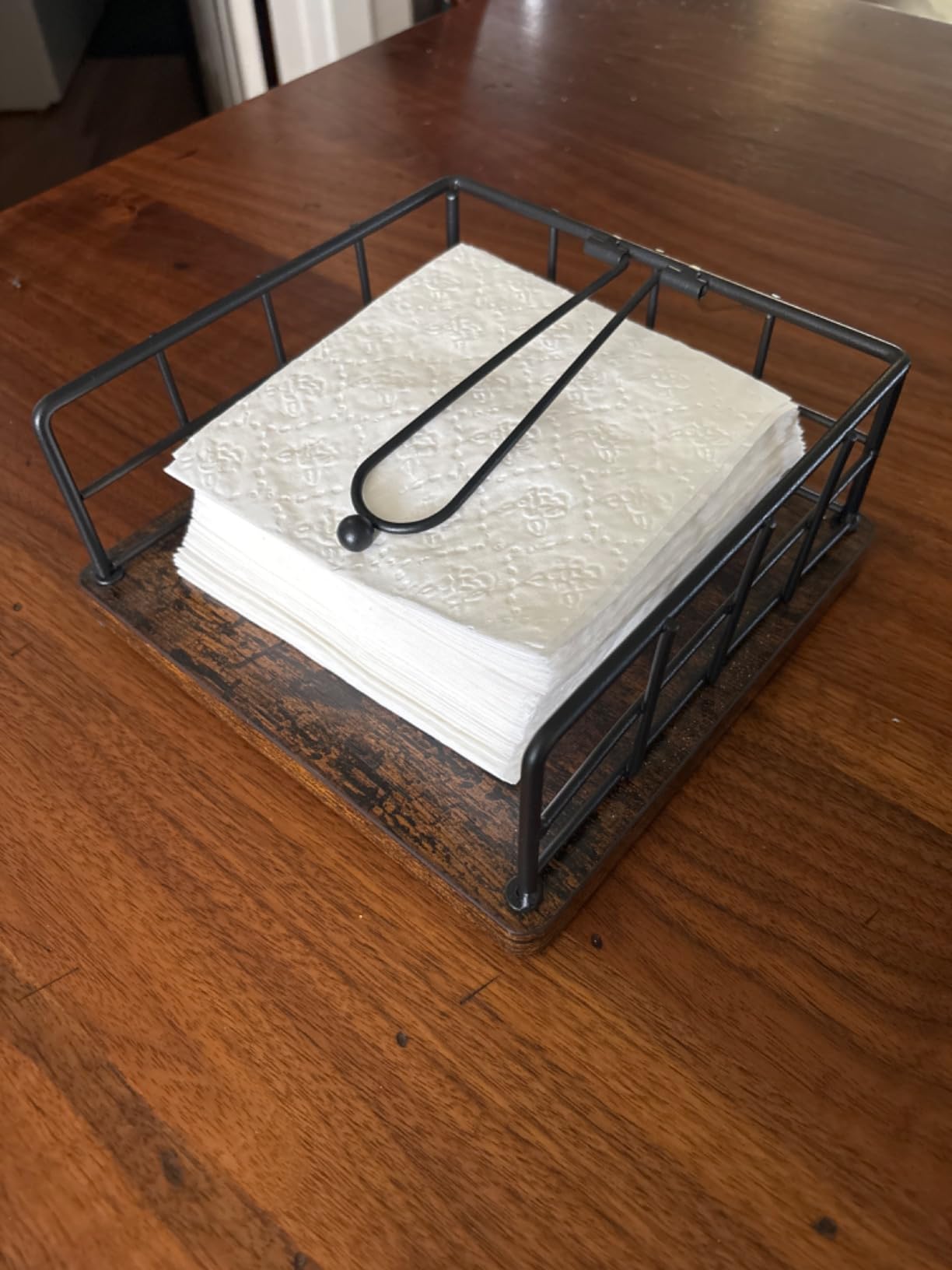 YINMIT Napkin Holder for Table, Farmhouse Napkin Holders with Weighted Arm, Wood Rustic Napkin Holders for Paper Napkins, Napkins Holder for Kitchen, Dining Table customer photo 2