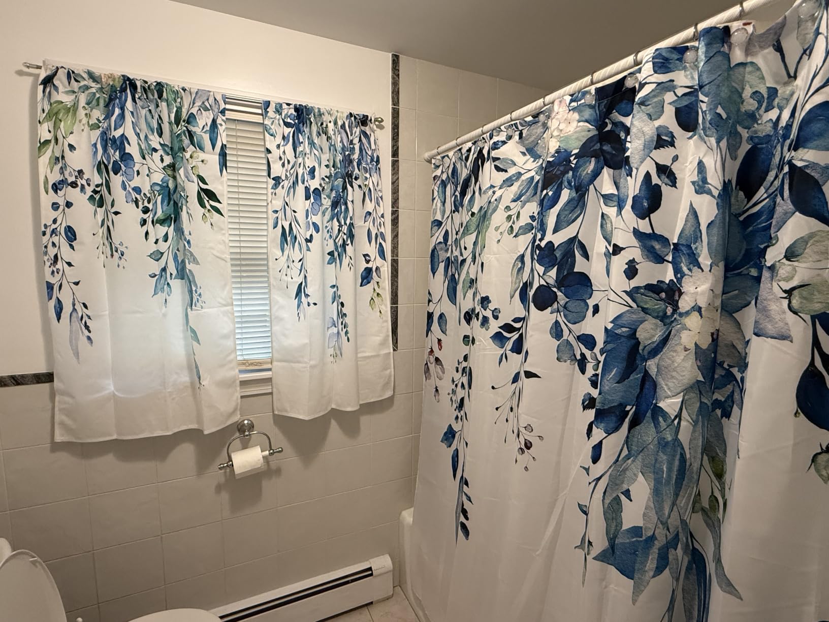 Eucalyptus Botanical Leaves Floral Kitchen Window Curtains Over Sink Boho Farmhouse Flower Leaf Small Window Treatment Sage Green Cafe Short Curtains for Bathroom Tier Drapes 27.5x39 inch customer photo 1