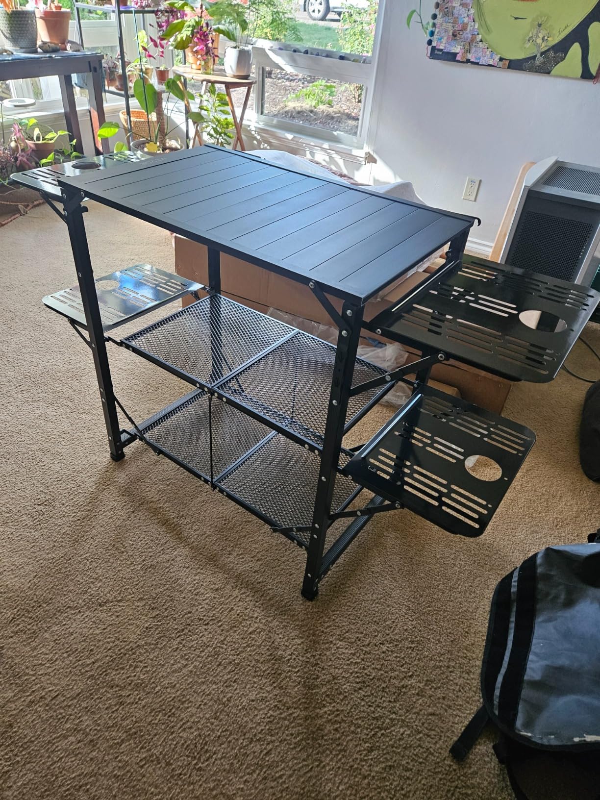 VEVOR Camping Kitchen Table, Aluminum Folding Portable Outdoor Cook Station with 4 Iron Side, 2 Shelves & Carrying Bag, Quick Installation for Picnic BBQ Beach Traveling customer photo 2