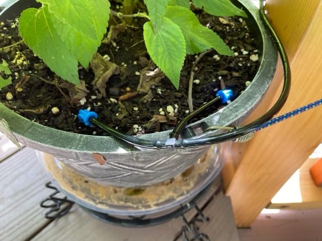 Solar Automatic Drip Irrigation Kit System, JIYANG Solar Powered Auto Easy DIY Watering Device Supported Pots Plants, 12 Timing Modes with Anti-Siphoning Device (Supported 20-30 Pots, 12Timing Modes) customer photo 1