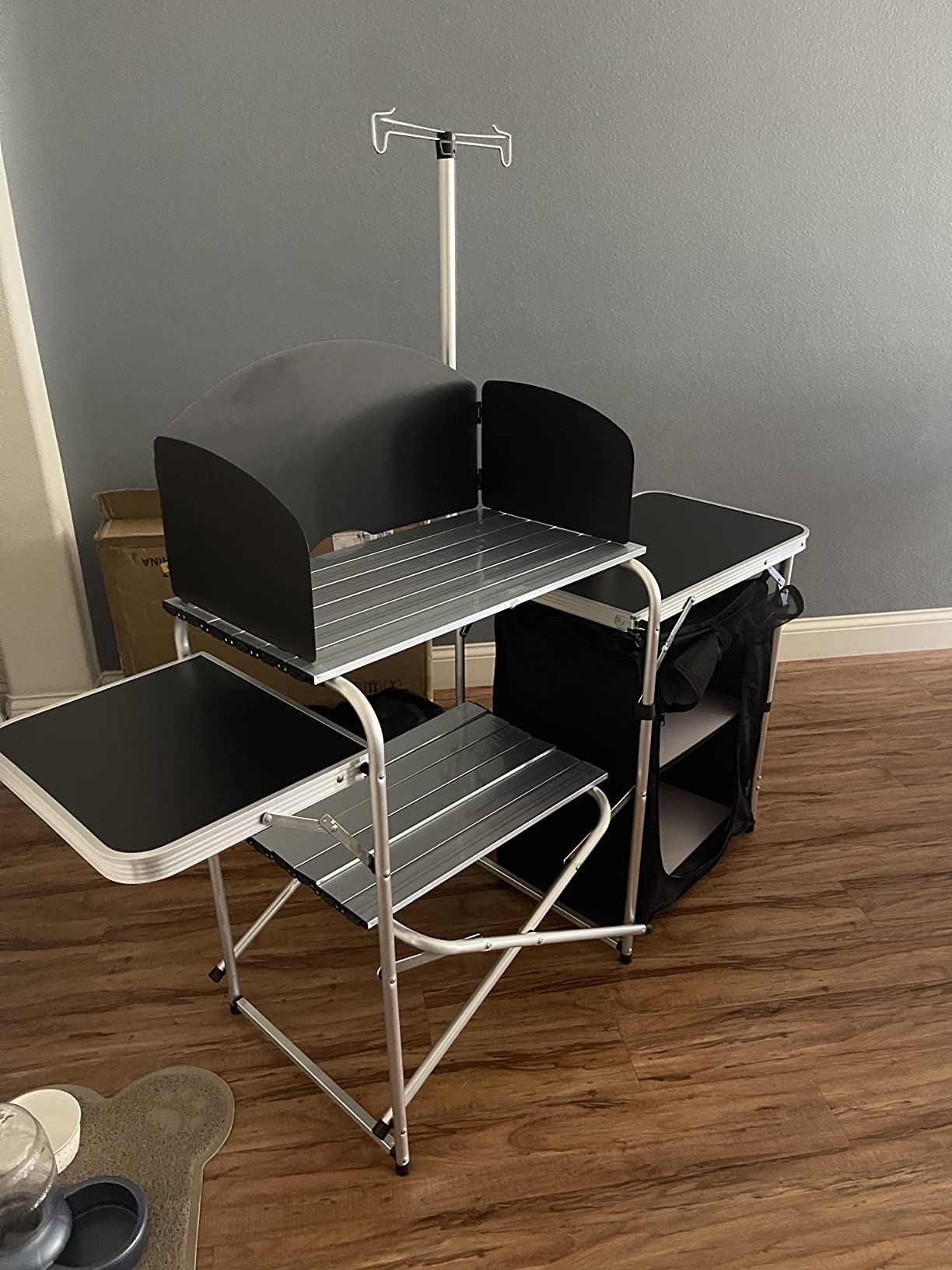 CampLand Folding Camping Kitchen Table with Windscreen, Portable Outdoor Cooking Station with Storage Cabinet & Side Tables Heavy Duty Camp Cook Station for Camping & BBQ (Black2cabinet) customer photo 1