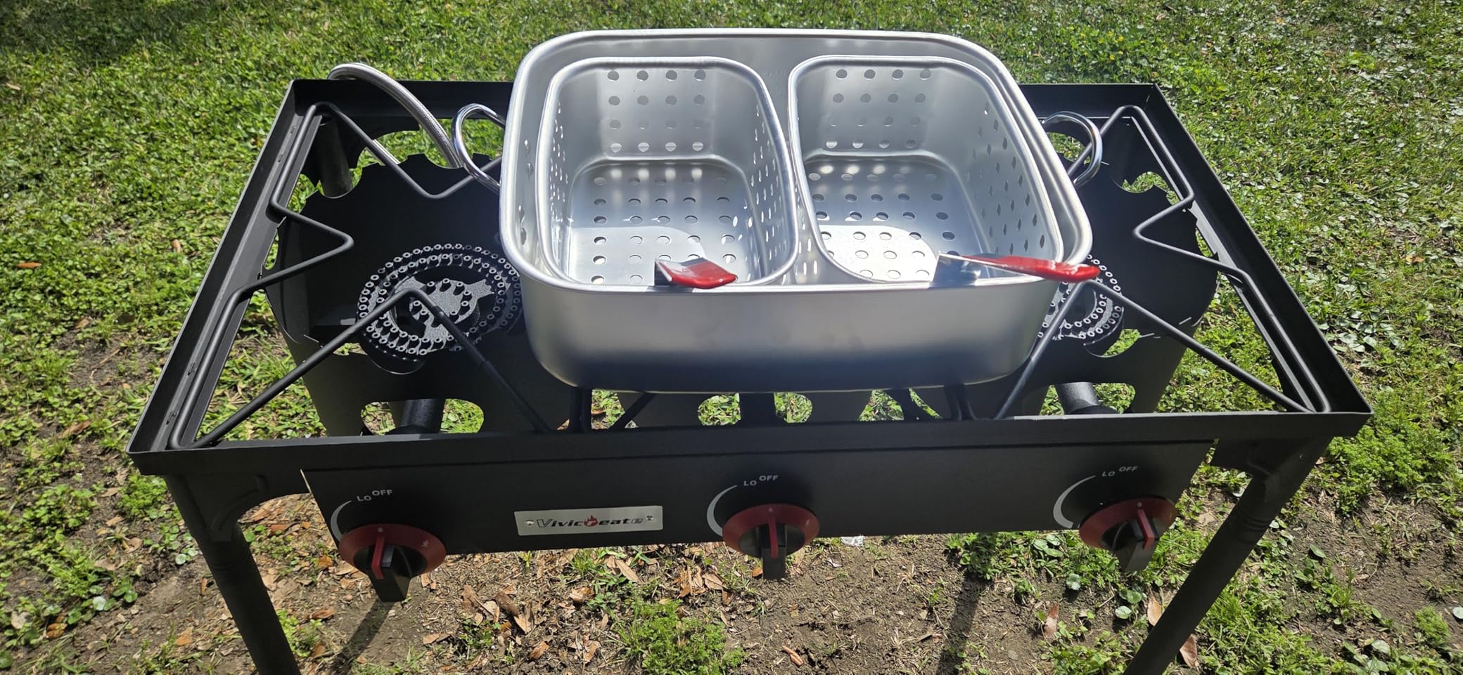 VIVICREATE Propane Grill 2 Burner Outdoor Propane Stove Portable Gas Grill High Pressure Camping Stove Double Burner Cooker for Camping Backyard BBQ Outdoor Cooking customer photo 2