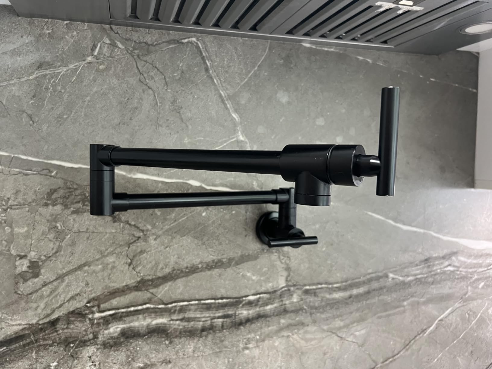 GIMILI Pot Filler Brushed Nickel Kitchen Stove Faucet | 26.6 inch Pot Filler Faucet Wall Mount with Double Joint Swing Arm Two Handles NPT customer photo 2