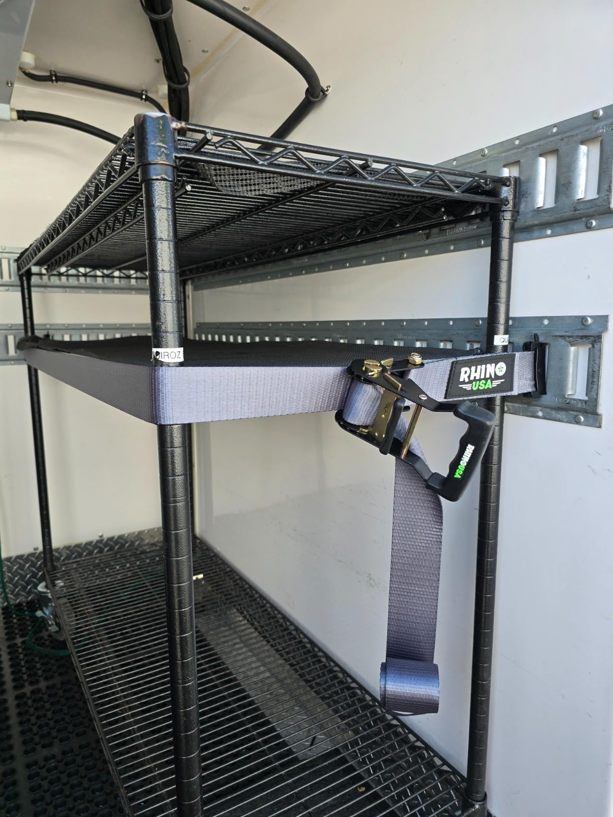 Rhino USA E-Track Ratchet Tie Down Straps (4-Pack) - 2in x 16ft | 4,500lb Break Strength. Ultimate heavy duty eTrack cargo strap system for trailer, truck, motorcycle & vans. Green customer photo 2