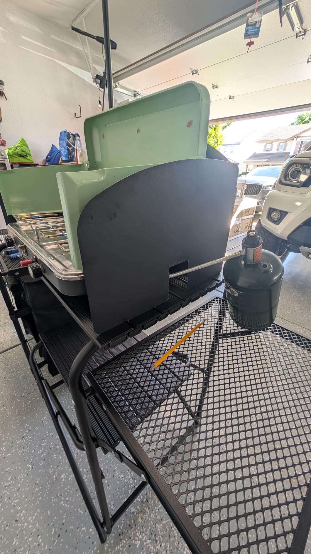 Nice C Camping Kitchen Station, Picnic Portable Grill Table, Folding Cook Station Organizers, with Upgrade Light Stand, Windshield, Carry Bag for Outdoor, Beach, Picnic (Black) customer photo 2