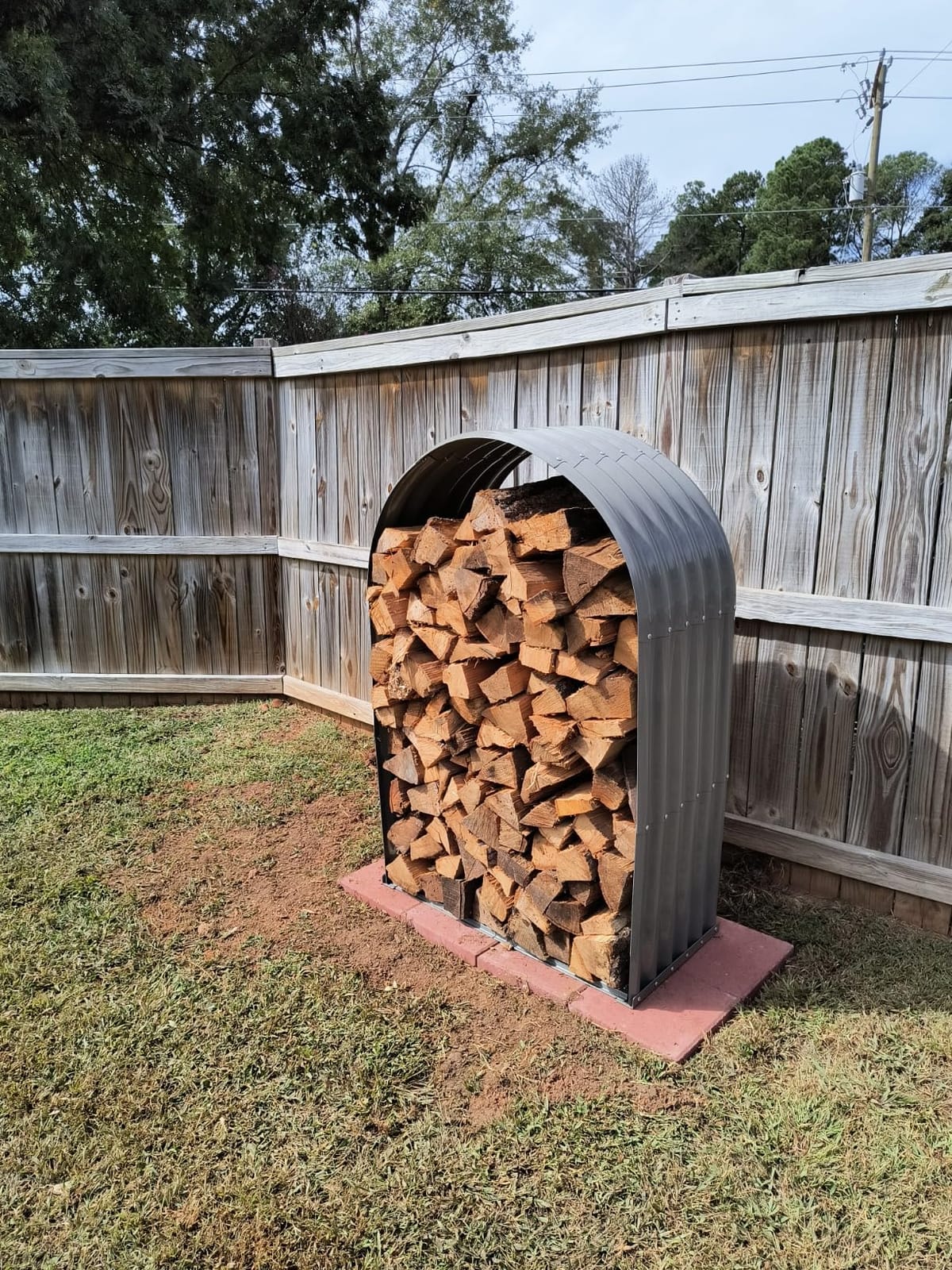 ANLEOLIFE Arch Tall Outdoor Firewood Rack with Corrugated Steel Roof | Alloy Steel Log Holder; 22-Gauge Powder-Coated Galvanized Panels; 18