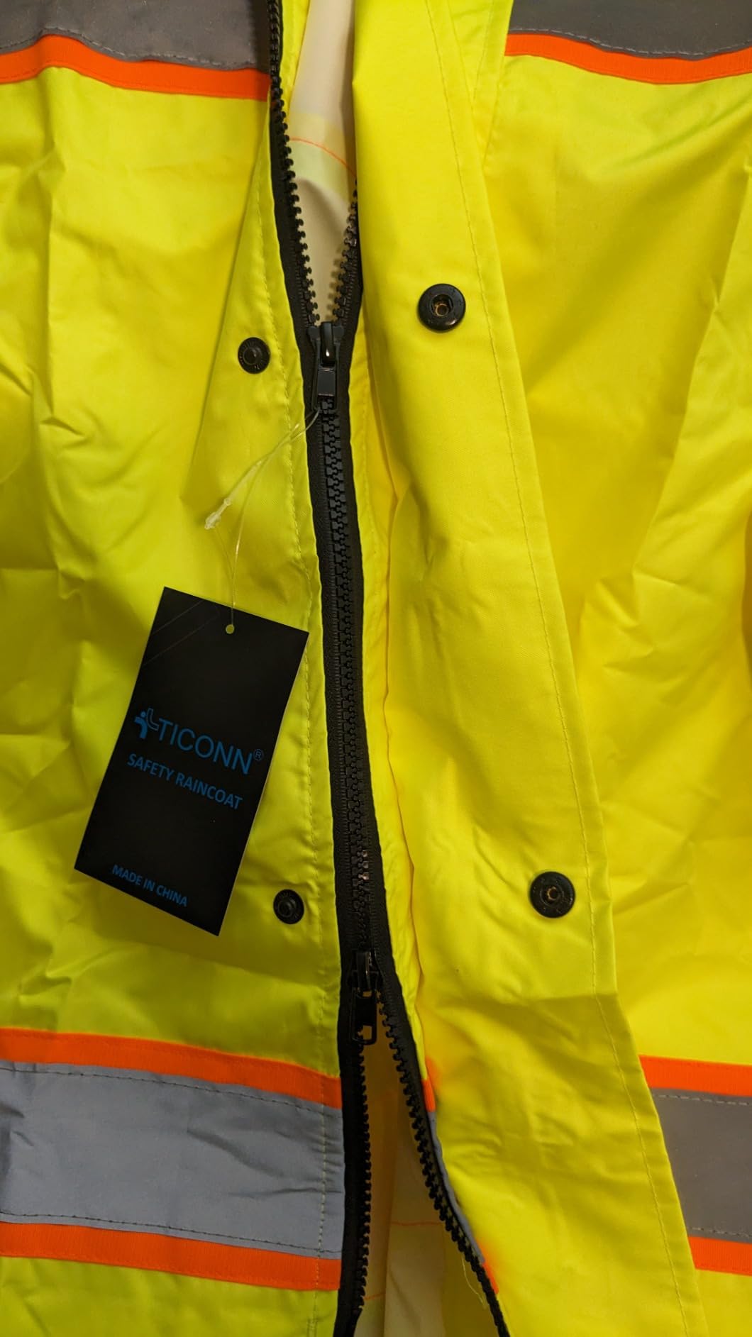 TICONN Reflective Rain Coat, Waterproof ANSI Class 3 Hi Vis Trench Coat customer photo 2