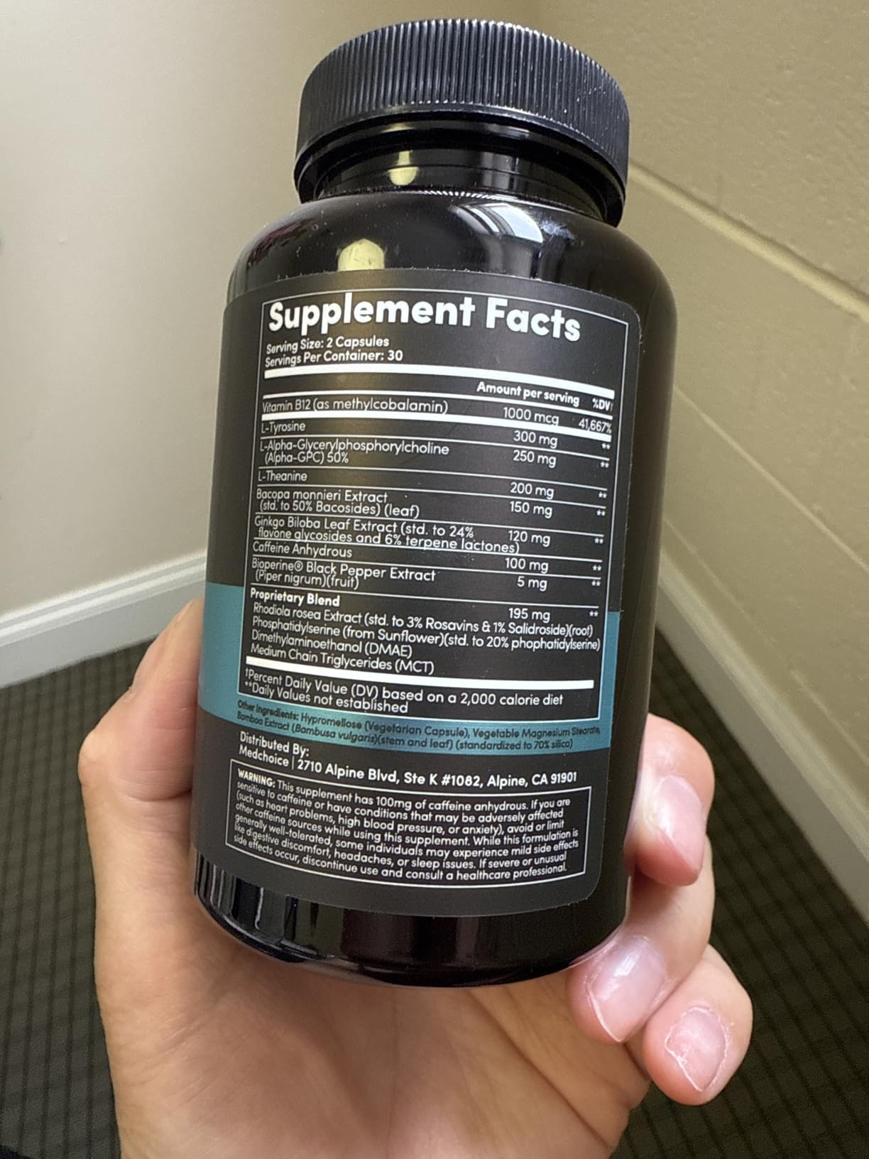 MEDCHOICE 12-in-1 Nootropic Brain Supplement with Caffeine, 60ct | Memory, Focus and Brain Support, Ginkgo Biloba with Alpha GPC and L-Theanine, Caffeine Enhanced, Nootropic Supplement customer photo 1