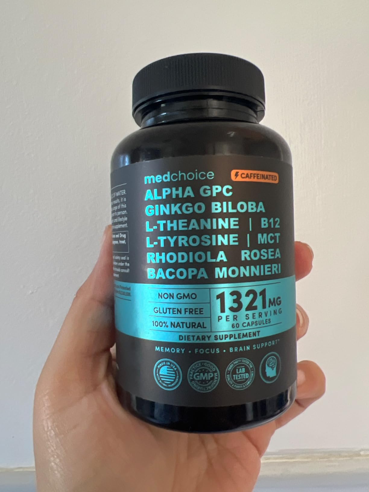 MEDCHOICE 12-in-1 Nootropic Brain Supplement with Caffeine, 60ct | Memory, Focus and Brain Support, Ginkgo Biloba with Alpha GPC and L-Theanine, Caffeine Enhanced, Nootropic Supplement customer photo 2