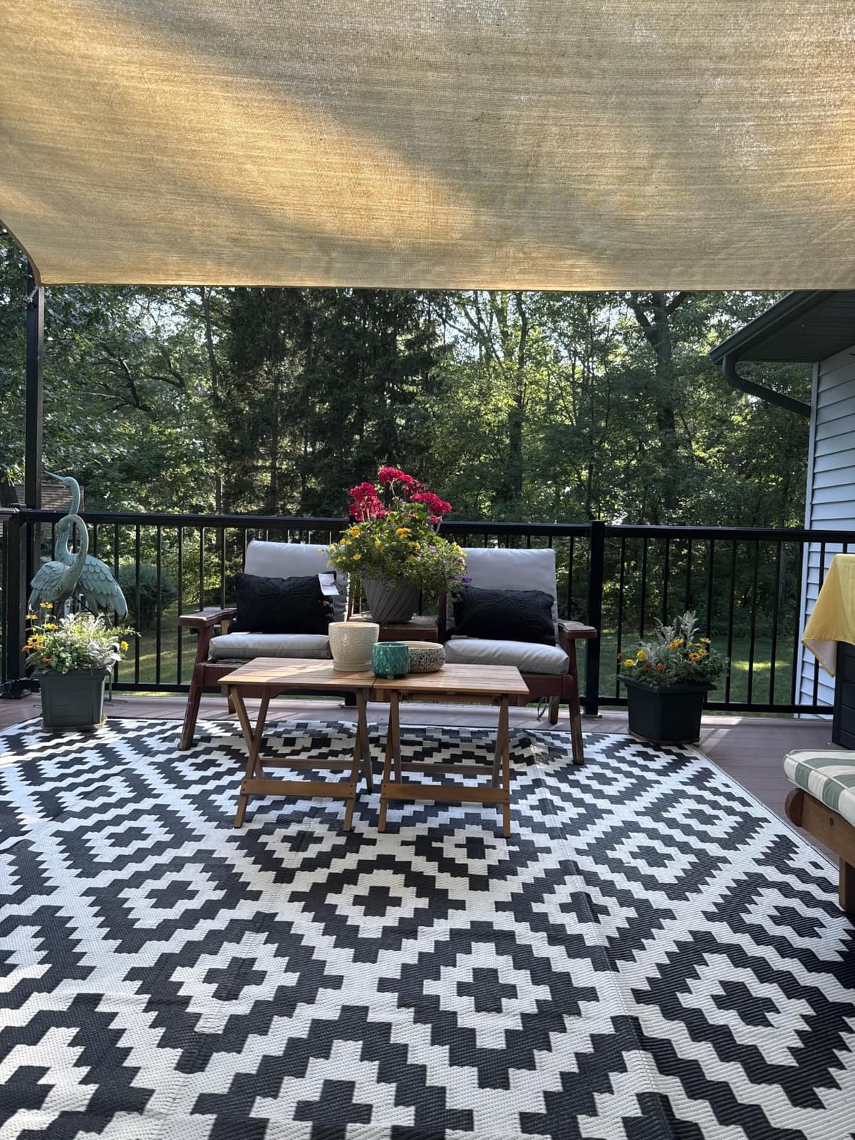 OLANLY Outdoor Rug 5x8 ft Waterproof Reversible Mat, Black & White | Plastic Straw, Quick Drying, Lightweight Foldable, for Patio, Deck, RV Camping, Backyard and Indoor Outdoor Use customer photo 2