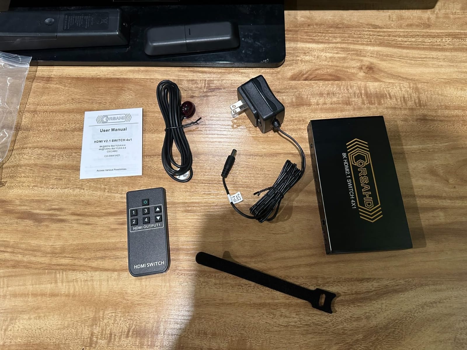 CORSAHD 8K@60Hz HDMI 2.1 Switch 4x1 4K 120Hz 48Gbps, HDCP 2.3, ARC, VRR, CEC, HDMI Switcher 4 in 1 Out, IR Remote, 3D, HDR10, Dolby Atmos, for TV, PS5, Xbox, Fire Stick, Roku, Blu Ray, Projector customer photo 1