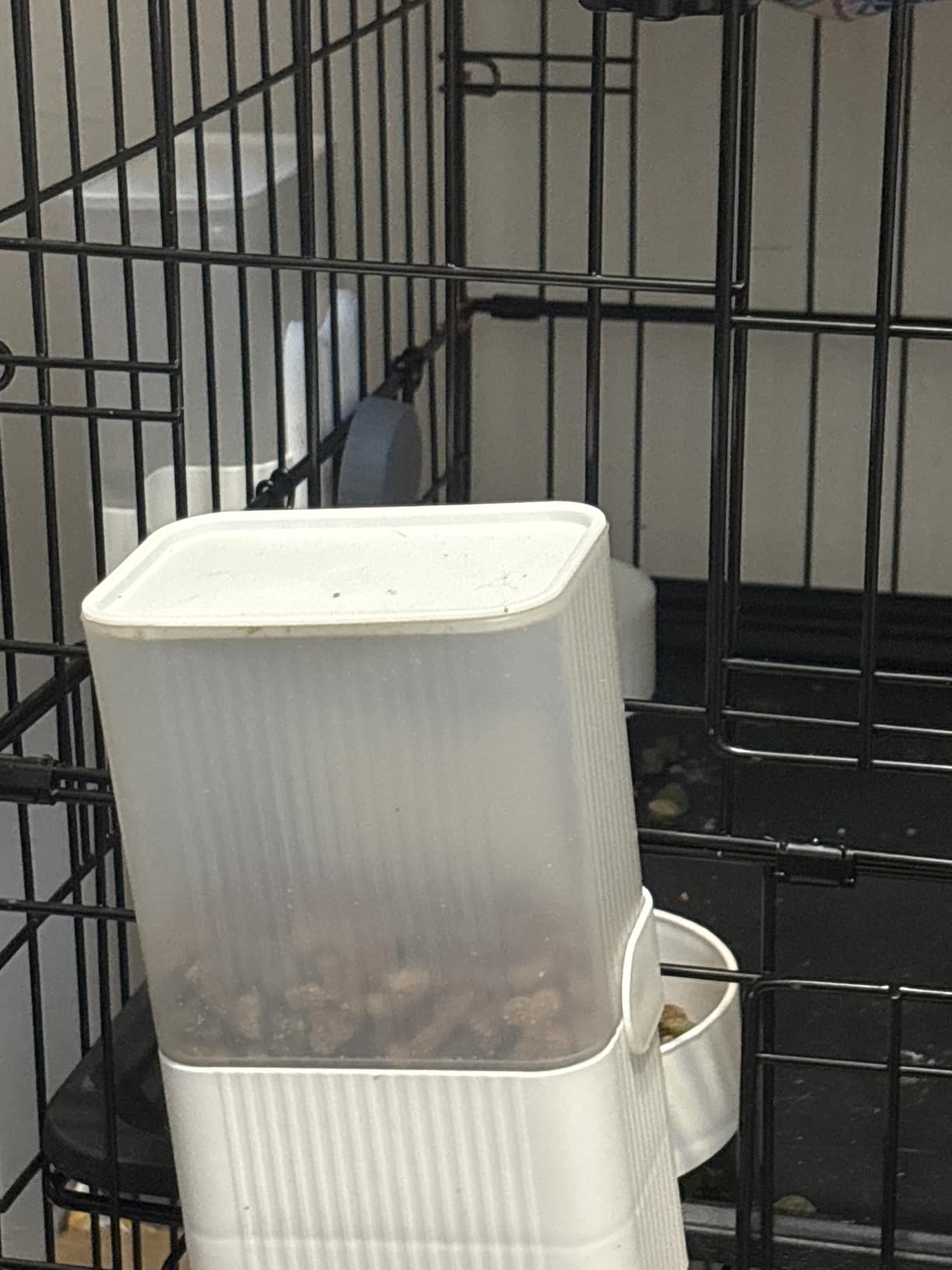 Hanging Cage Auto Pet Food Bowl Water Bottle Dispenser, 1L, Grey | Auto Gravity Pet Feeder and Waterer Set, Kennel Feeding Station, Crate Feeder Dish, For Rabbit Puppy Cats Ferret customer photo 1