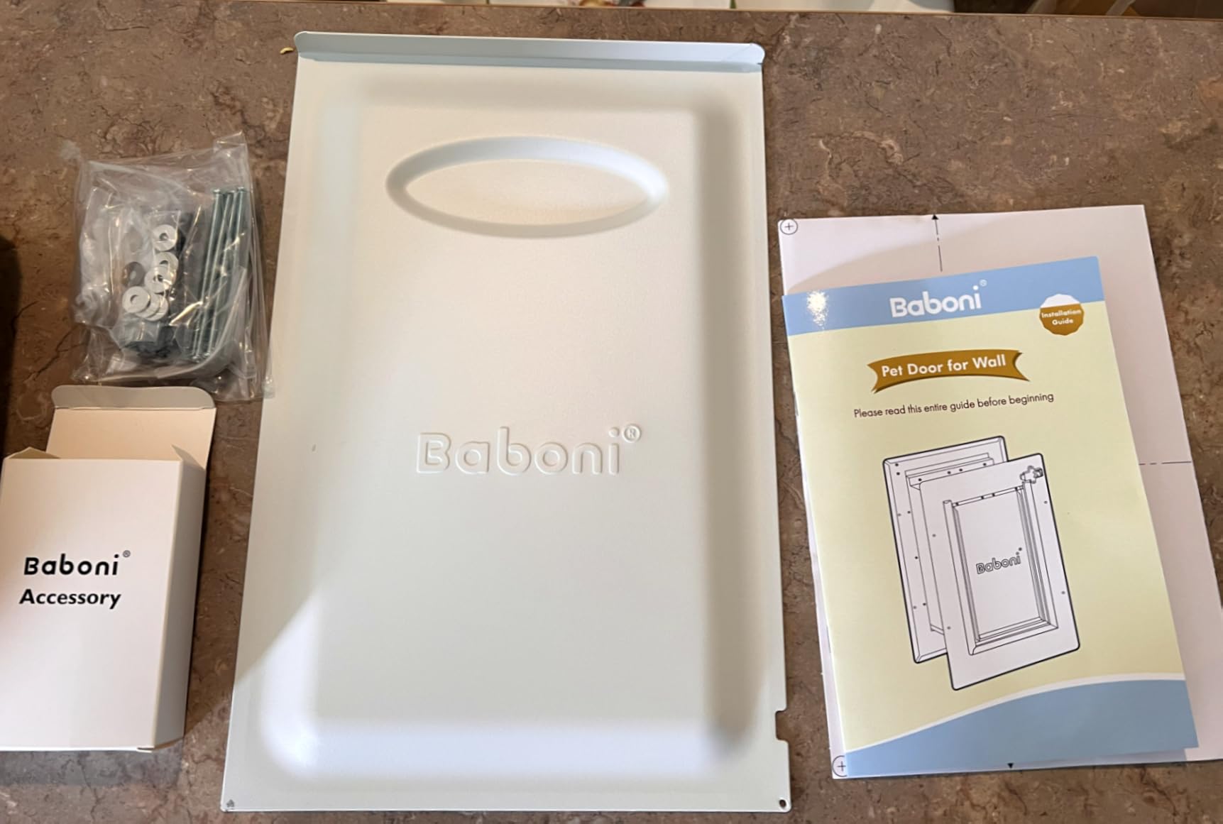 Baboni Pet Door for Wall, 3-Flap, Steel Frame and Telescoping Tunnel, Aluminum Lock, Double Flap Dog Door and Cat Door, Strong and Durable (Pets Up to 220 Lb) - X-Large customer photo 1