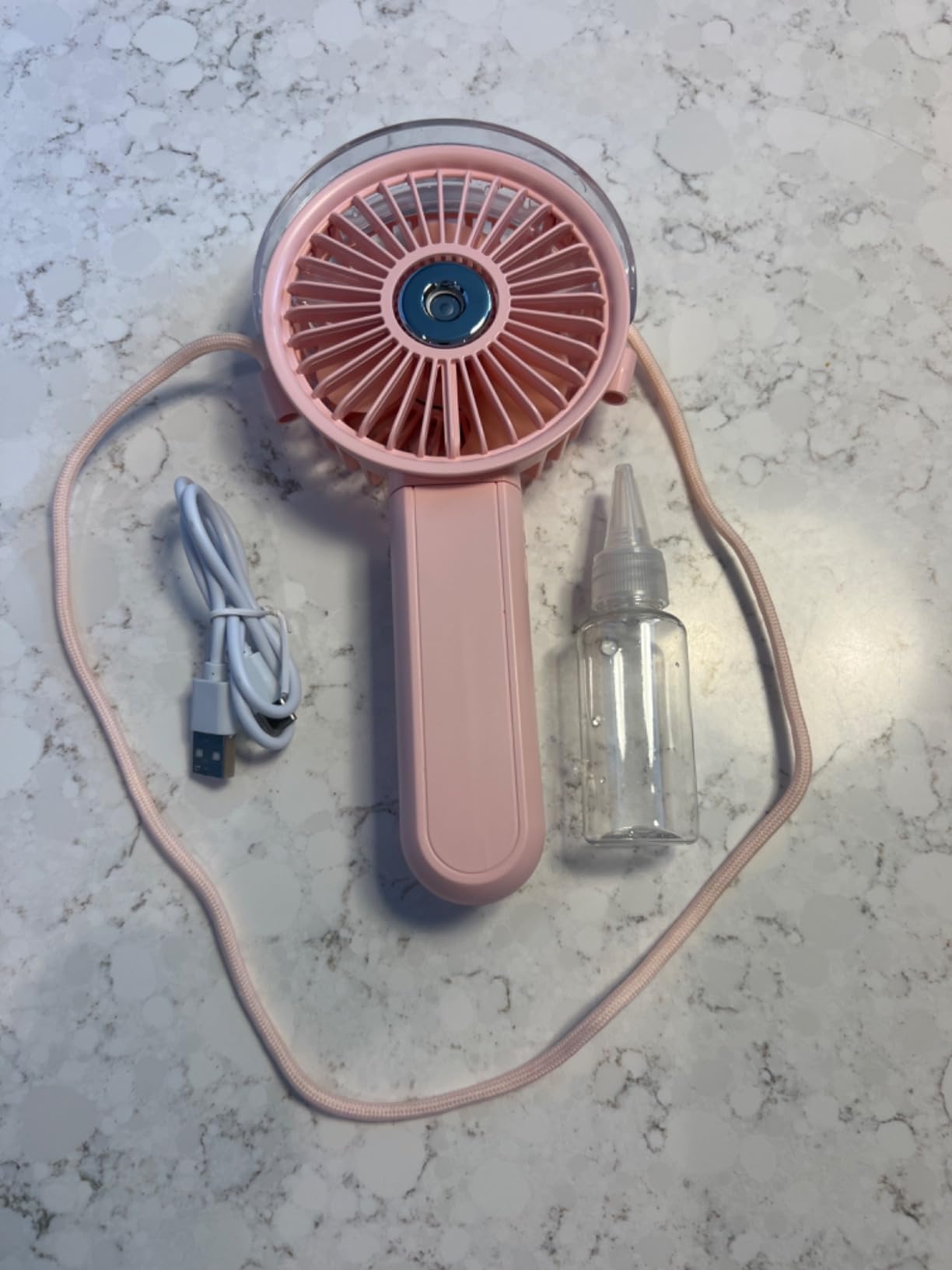 SWEETFULL Portable Misting Fan - 180° Foldable Handheld Personal Fan with Mist Spray, 3 Speeds, 30ml Water Tank, USB Rechargeable for Travel, Outdoors, Makeup, Camping, Home, and Office Use customer photo 1