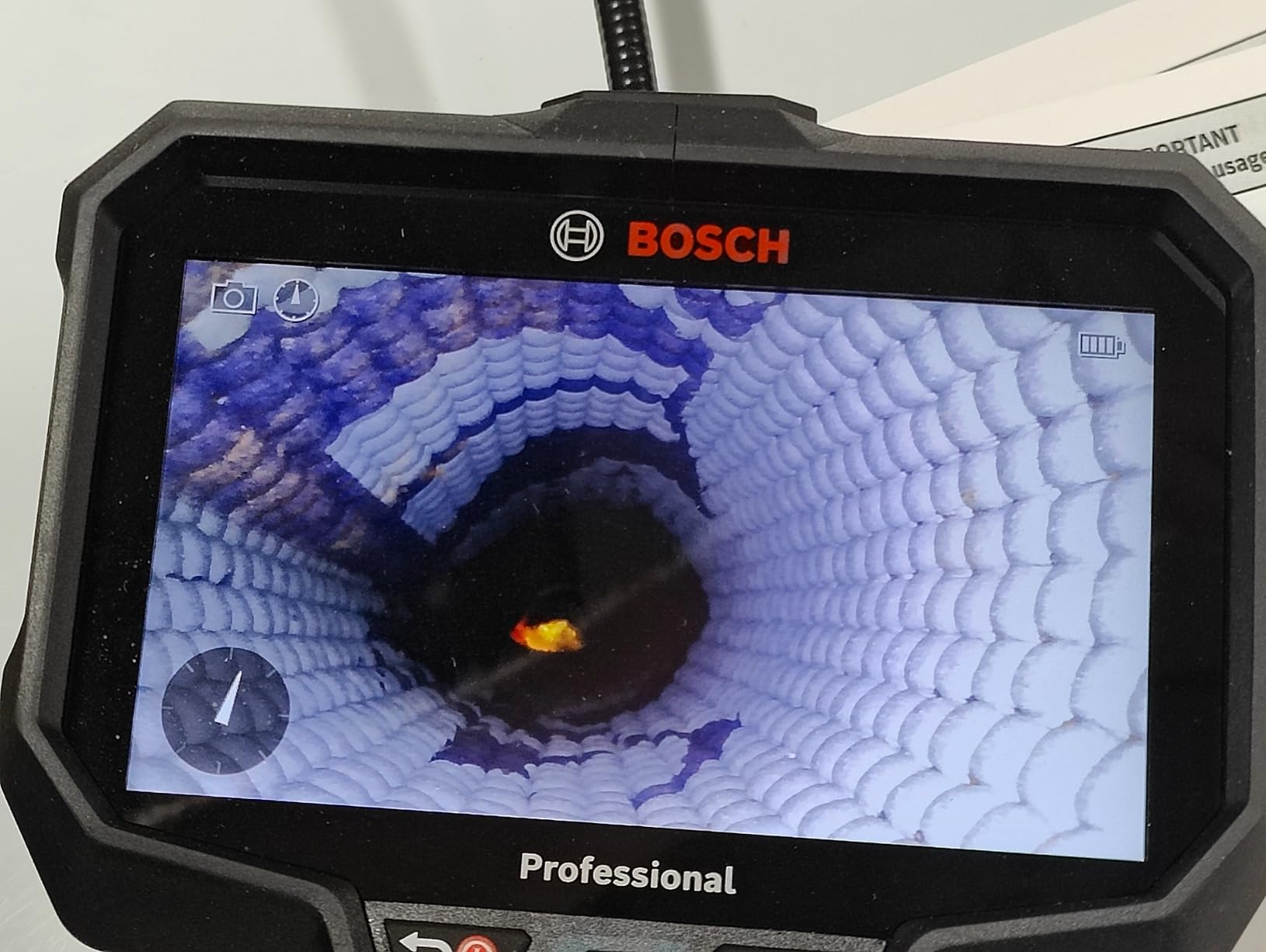 BOSCH PRO GIC5-27C 12V Max Connected 11.5 Ft. Handheld Inspection Camera | High-resolution display, orientation indicator, IP67 camera cable, contractors, stable mounting, surveying, construction customer photo 1