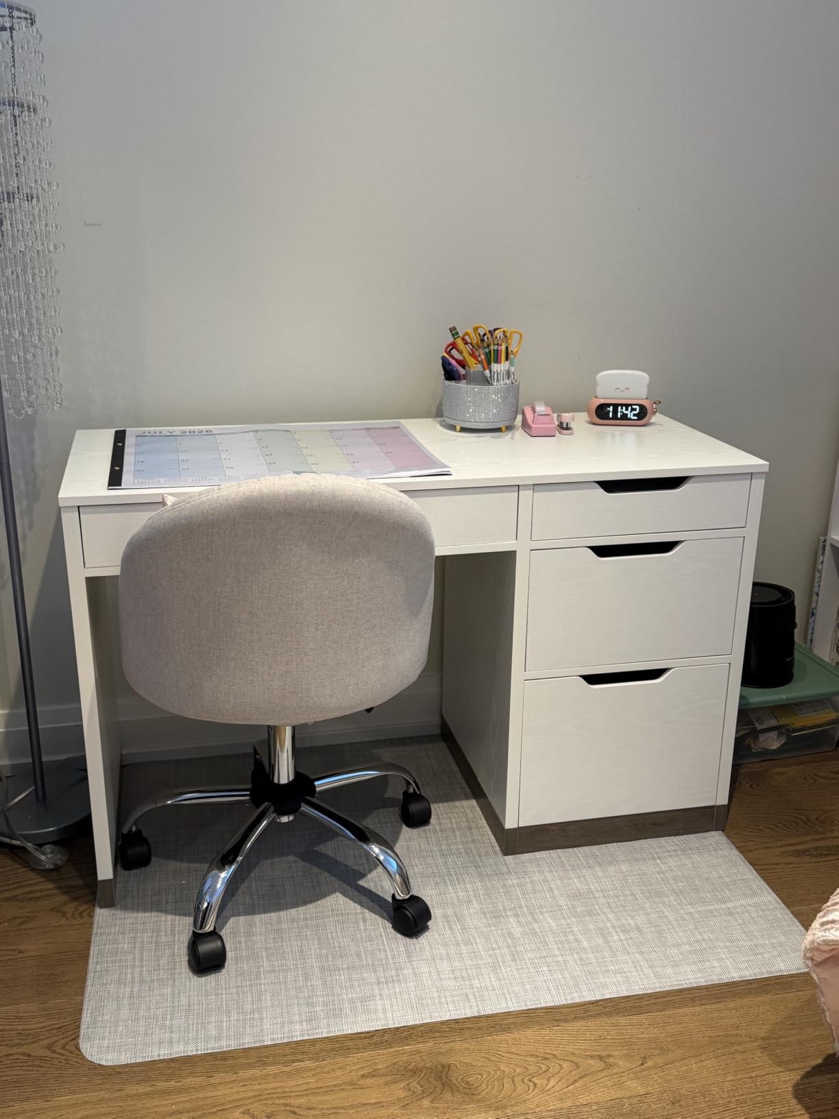 Blvornl Office Chair Mat for Hardwood Floors, Anti-Slip PVC, 36 x 48 Inch | Waterproof, easy to clean, suitable for hardwood, tile, laminate, Dark Grey, Rattan Woven Pattern, Durable Solid PVC Material customer photo 1