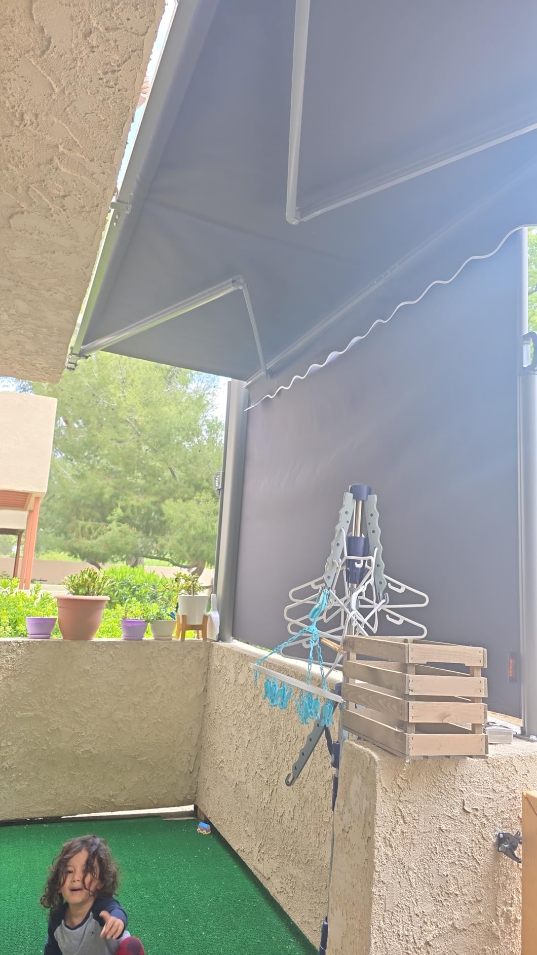 MCombo 8x7ft Manual Retractable Patio Awning Sunshade Canopy (Burgundy) customer photo 2