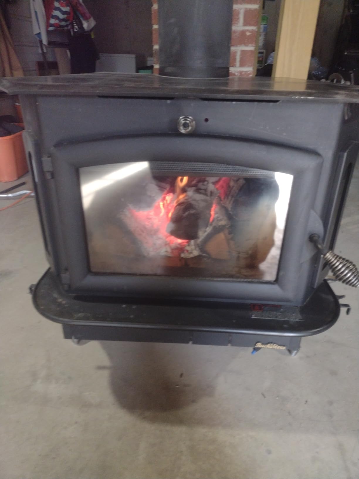 Buck Stove Freestanding Model 91 | Catalytic, 62,745 BTUs (Covers 3,200 Square Feet) | Wood Burning with Heat Activated Blower | Black Door/Windows with 7 ¾