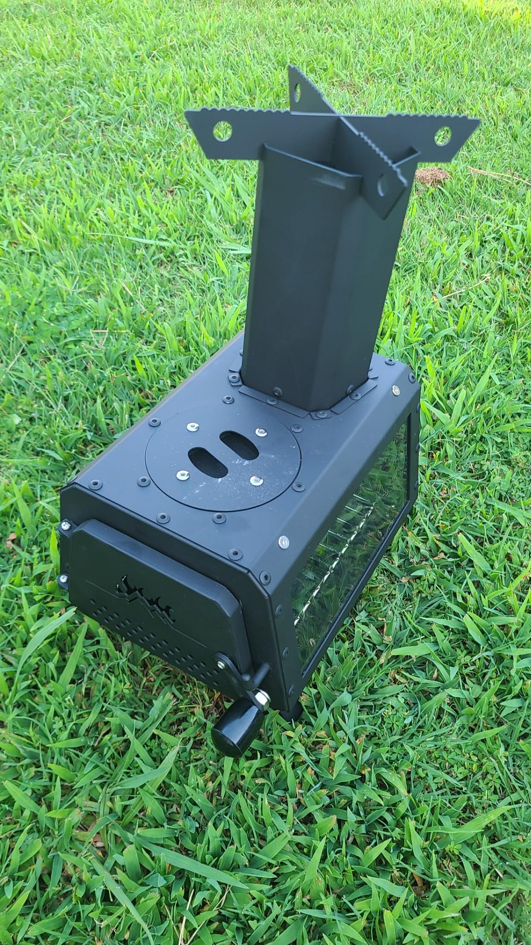 Giantex Camping Wood Stove, Mini Wood Burning Stove w/ 2 Cooking Positions | Anti-scalding Door Handle, Glass Window, Portable Tabletop Fire Pit customer photo 1