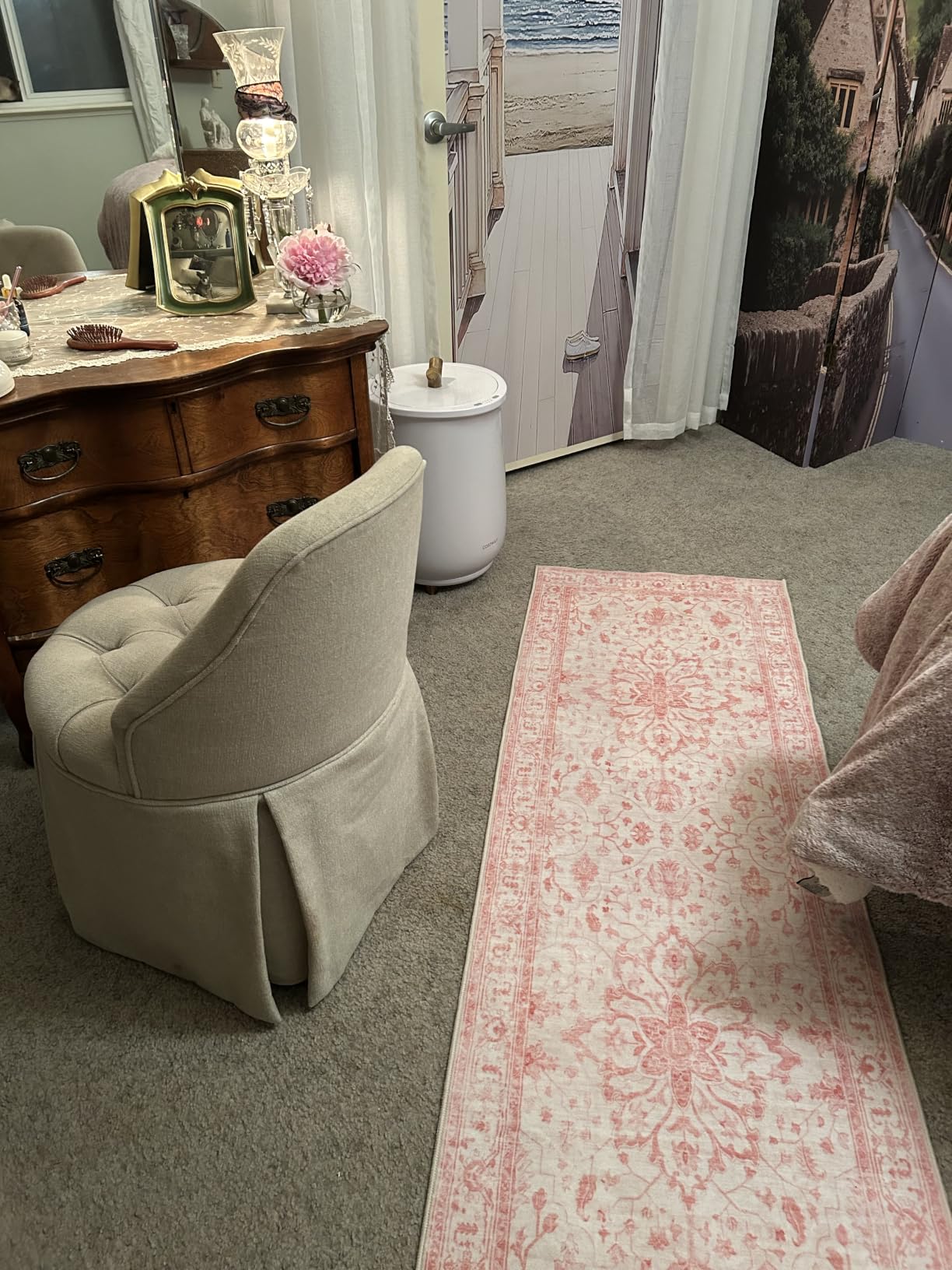 RELEANY Washable Area Rug, Small 2x3, Brick/Brown/Green | Non-Slip, Water Repellent, Pet Friendly, Easy to Clean, Vintage Floral Boho Decor for Kitchen Entryway Bathroom customer photo 1