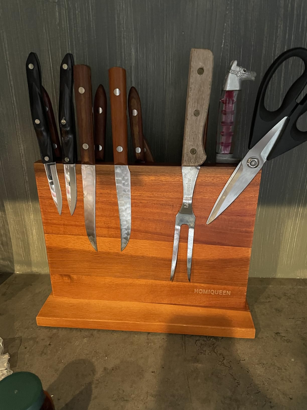 Magnetic Knife Block Double Sided Magnetic Knife Holder Rack with Strong Enhanced Magnets Acacia Wood Magnetic Knife Storage Stand customer photo 1