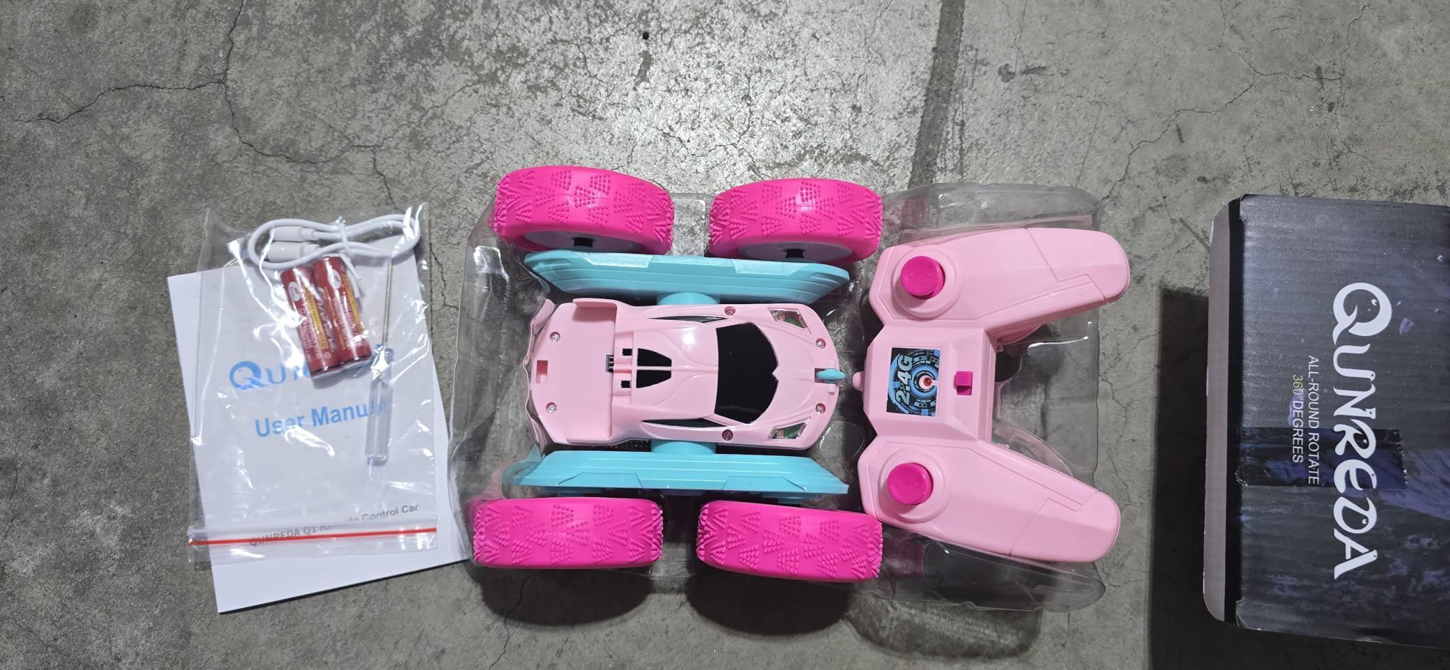 QUNREDA Remote Control Car, RC Cars Toys for Kids Ages 6-12, 4WD Stunt Car with LED Lights & 360° Flips, 2.4GHz, Upgraded USB-C Modular Batteries, 8-10 Year Old Boys Birthday Gift 1-Blue customer photo 1