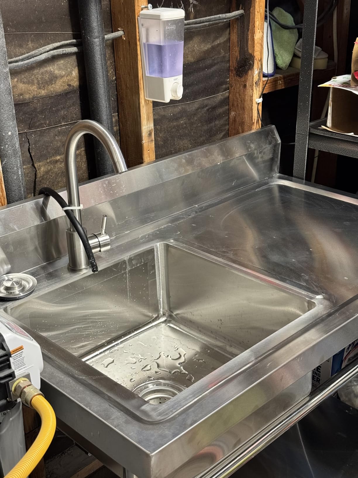 Utility Sink Freestanding Single Bowl Laundry Sink with Hot and Cold Water Plumbing Workbench & Storage Stainless Steel Sink for Kitchen and Bathroom Farmhouse Style, 39Inch, Metallic Gray customer photo 2