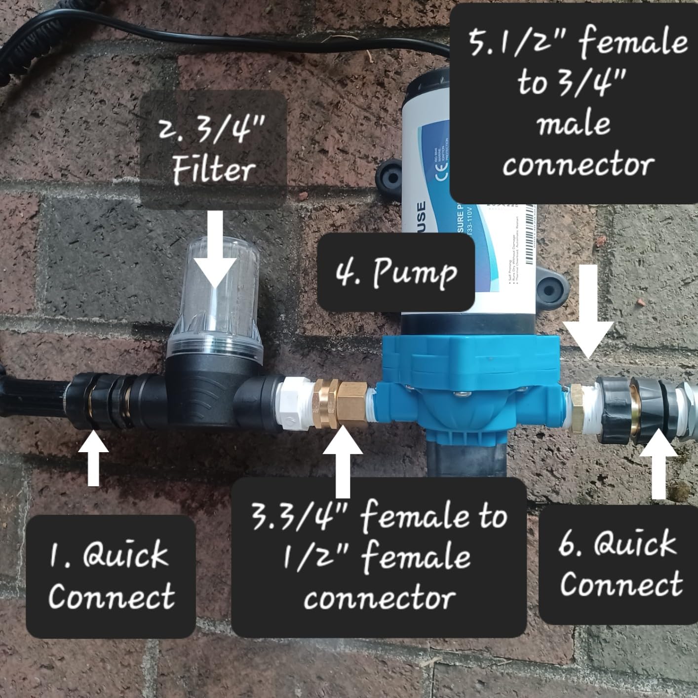 DC HOUSE 110V RV Camper Water Pressure Diaphragm Pump, 4GPM 50PSI 33-Series, On Demand Fresh Water Pump with Pressure Switch for Bathroom Shower Kitchen Sink, Food Truck & Marine Use customer photo 2