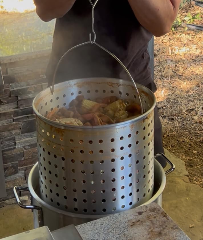 30QT & 10QT Outdoor Fryer | Turkey Fryer | Seafood Boil Pot | Cover & Skimmer Included | 50,000BTU Propane Burner | Aluminum Deep Fryer Pot with Basket | Crab, Seafood & Crawfish Boiler customer photo 1