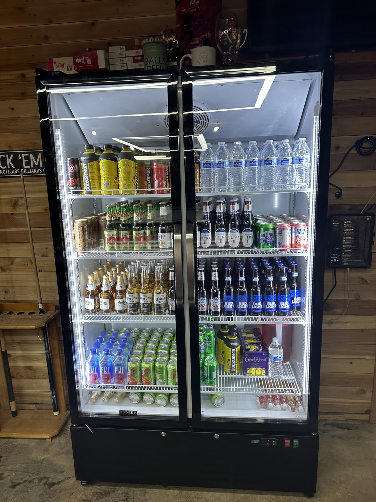 BODEGACOOLER Merchandiser Refrigerator, 40 Cu.Ft Commercial Beverage Cooler | Double Glass Door Commercial Cooler, Display Refrigerator with Soft LED Light, Adjustable Shelves, 4 Heavy-Duty Casters customer photo 2