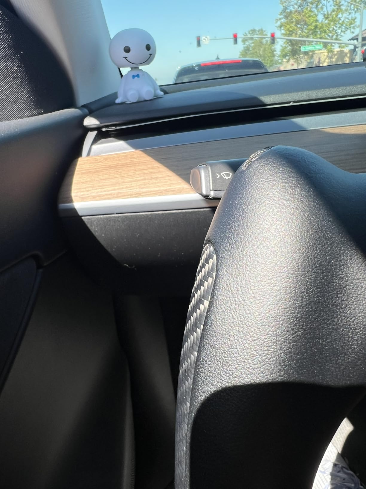 ZIMABLUE Yoke Steering Wheel Personalized Yoke Steering Wheel, Nappa Leather with Side Matte Carbon Fiber without Front Trim for Tesla Model 3 2017-2023, Model Y 2019-2024 With Heating Function customer photo 2