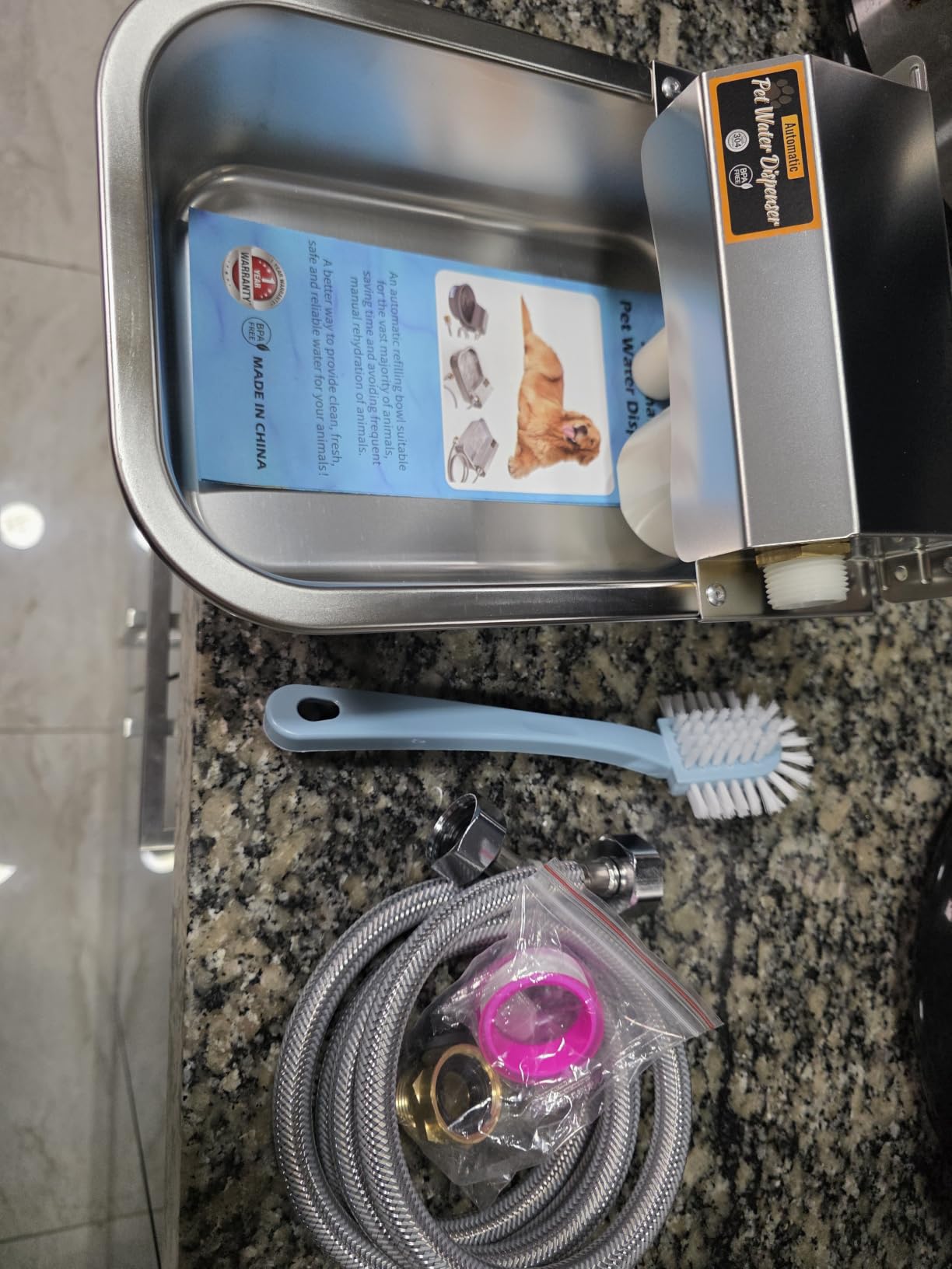 PETIMI Automatic Water Dispenser for Dogs, 101oz Outdoor Dog Water Bowl, 304 Stainless Steel Water Feeder for Small to Large Pets, Large Livestock Waterer, Anti-Tipping, Water Auto-Fill, Easy to Clean customer photo 1