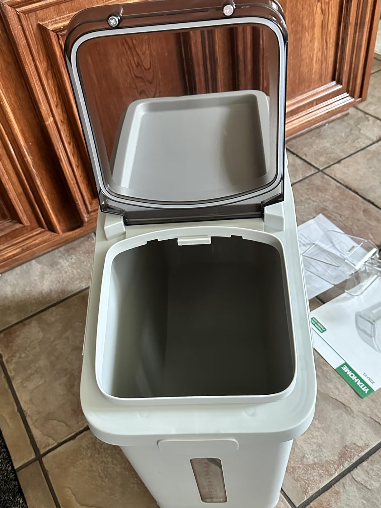DWVO Large Ingredient Storage Bins, 11.4-Gallon Flour Rice Food storage Containers Bins with Wheels, Scoop and Airtight Lid for Dry Food, Flour, Cereal Grain, Sugar, Gray customer photo 2