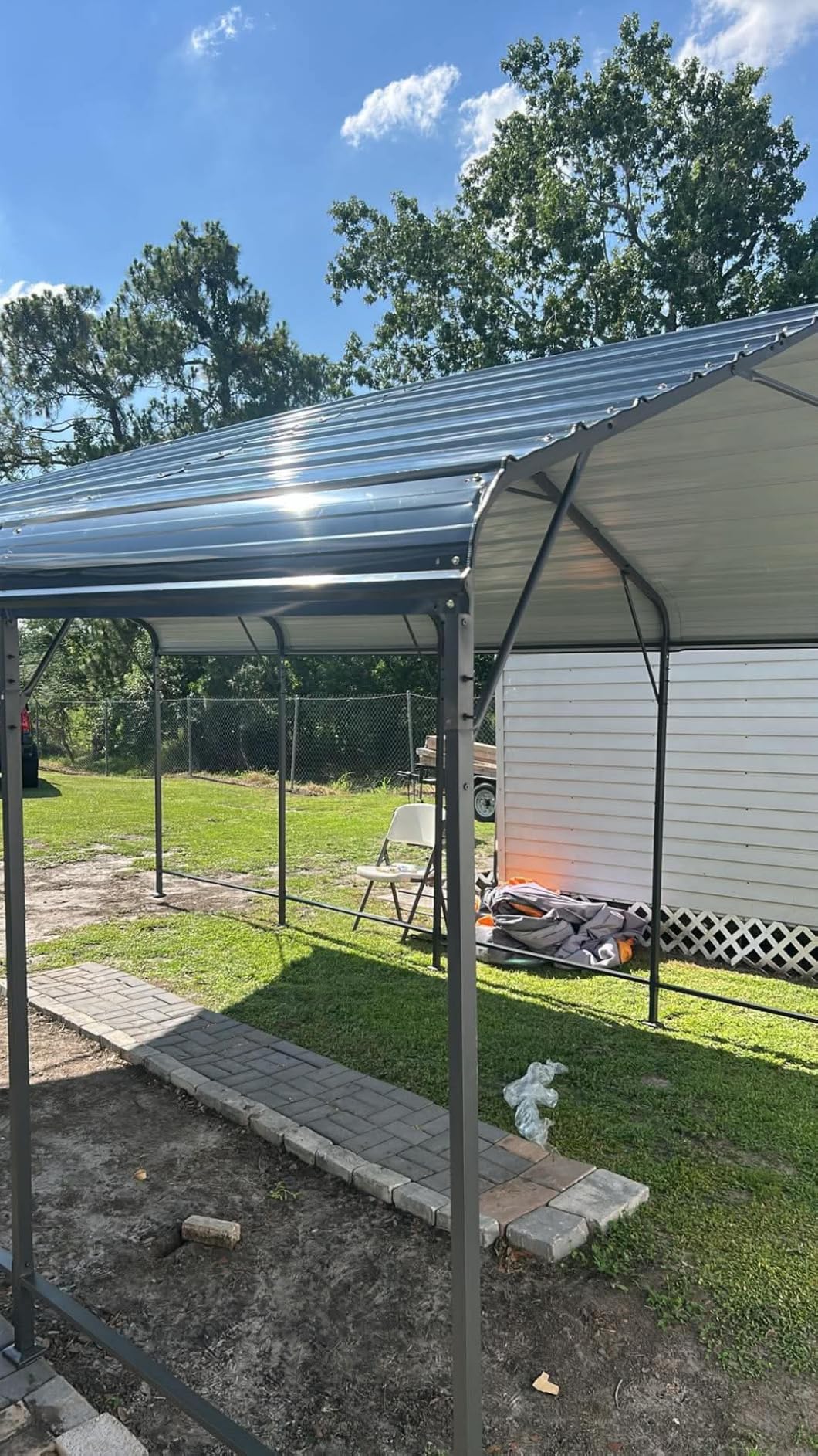 AIRWIRE 10x15 Metal Carport Carports with Reinforced Base Heavy Duty Garage Outdoor Galvanized Car Shelter for Car, Boats and Truck customer photo 1