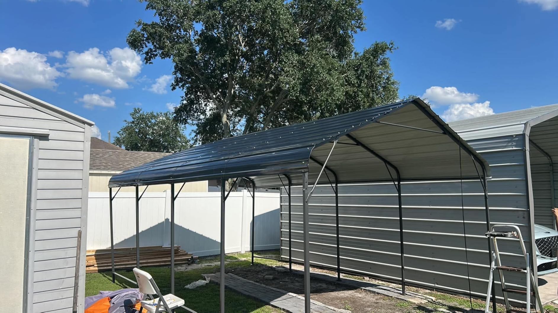 AIRWIRE 10x15 Metal Carport Carports with Reinforced Base Heavy Duty Garage Outdoor Galvanized Car Shelter for Car, Boats and Truck customer photo 2