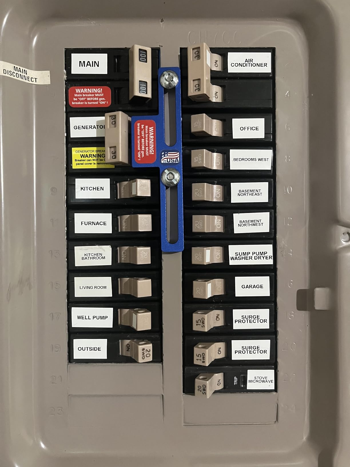 Generator Interlock Kit for Eaton Cutler Hammer 100A and 125A Panels with Adjacent Main and Generator Breakers - Made in USA customer photo 1