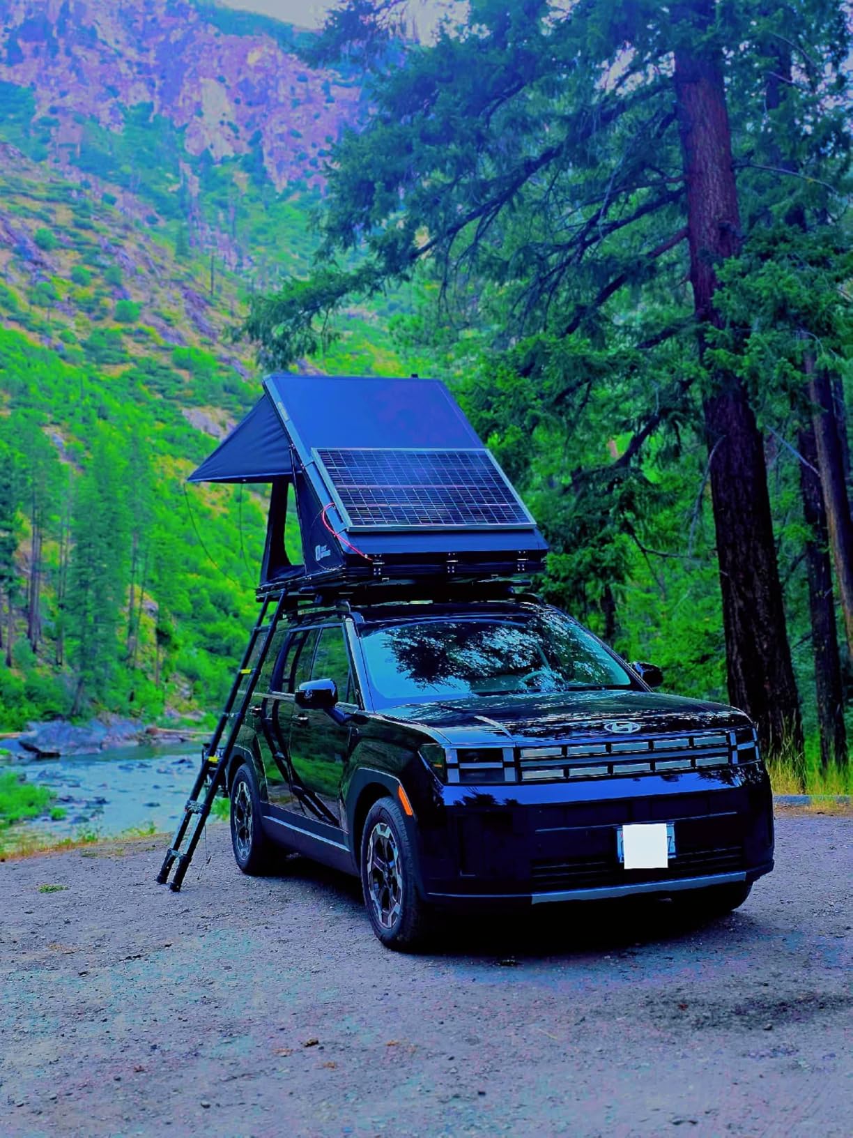 Solar Panel Rooftop Tent Hard Shell, Pop Up Car Roof Top Tent Hardshell | Aluminum Roof Tent with USB Outlet, Luggage Bar, LED Light Strip, Suitable for Jeep SUV Truck, 2 Person Camping customer photo 2
