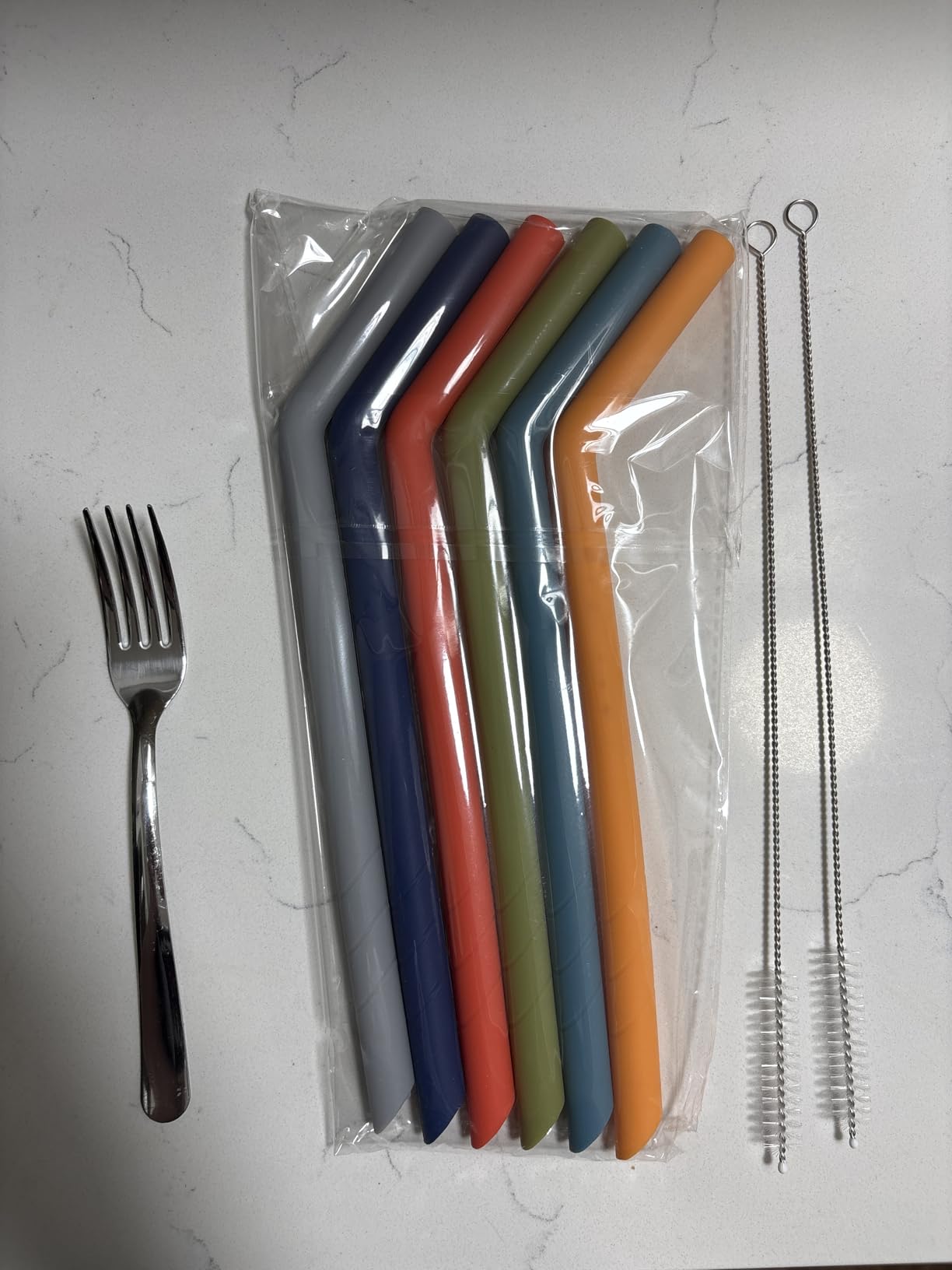 NiHome 6 PCS Extra Wide Reusable Bent Silicone Straws for Boba & Smoothies | Colorful Bent Straws for Thick Drinks, Dishwasher Safe, 0.53 In Extra Wide with 2 Brushes, Customizable Length, Rainbow Color customer photo 1